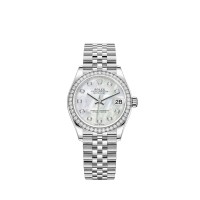 Rolex Datejust 31 com mostrador em Rolesor branco e madrepérola branca, pulseira Jubilee. Rolex Datejust 31 com mostrador em Rolesor branco e madrepérola branca, pulseira Jubilee.