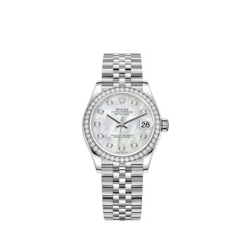 Rolex Datejust 31 com mostrador em Rolesor branco e madrepérola branca, pulseira Jubilee. Rolex Datejust 31 com mostrador em Rolesor branco e madrepérola branca, pulseira Jubilee.