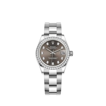 Rolex Datejust 31 em Rolesor branco, mostrador cinza escuro e pulseira Oyster. Rolex Datejust 31 em Rolesor branco, mostrador cinza escuro e pulseira Oyster.