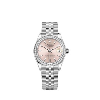 Rolex Datejust 31 com mostrador rosa em Rolesor e pulseira Jubilee. Rolex Datejust 31 com mostrador rosa em Rolesor e pulseira Jubilee.