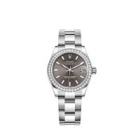 Rolex Datejust 31 em Rolesor branco, mostrador cinza escuro e pulseira Oyster. Rolex Datejust 31 em Rolesor branco, mostrador cinza escuro e pulseira Oyster.
