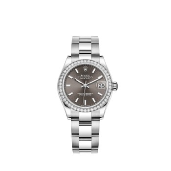 Rolex Datejust 31 em Rolesor branco, mostrador cinza escuro e pulseira Oyster. Rolex Datejust 31 em Rolesor branco, mostrador cinza escuro e pulseira Oyster.