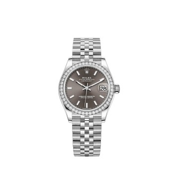 Rolex Datejust 31 com mostrador em Rolesor branco e pulseira Jubilee.
