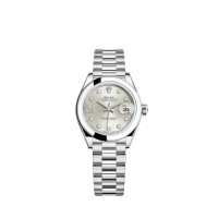 Pulseira Rolex Lady-Datejust President em prata platinada com cravação de diamantes Pulseira Rolex Lady-Datejust President em prata platinada com cravação de diamantes