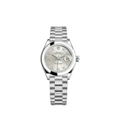 Pulseira Rolex Lady-Datejust President em prata platinada com cravação de diamantes