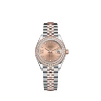 Réplica do Rolex Lady-Datejust em aço Oystersteel e ouro Everose 18K M279381RBR-0027