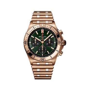 Breitling Chronomat B01 42 RB0134101L1R1 Ouro Vermelho Verde Rouleaux