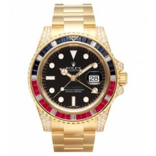 Rolex GMT Master II ouro amarelo preto Dial 116758 SARU Réplica relogio