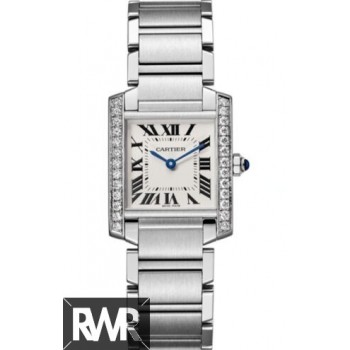 Réplica relogio Cartier Tank Francaise Mostrador prateadoSenhoras W4TA0009