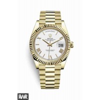 Réplica Rolex Day-Date 40 ouro amarelo 18 quilates 228238 mostrador branco