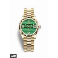 Réplica do relógio Rolex Datejust 31 em ouro amarelo de 18 quilates 278278 Malaquita cravejado de diamantes Dial