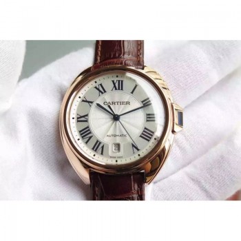 Réplica Cartier Cle 40 MM Ouro Rosa Marcas Brancas