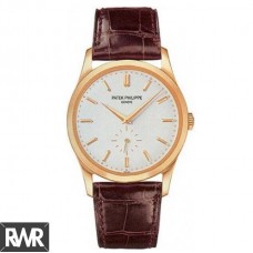 Réplica do relógio Patek Philippe Calatrava Mostrador branco automático 18 kt rosa ouro 5196R
