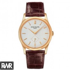 Réplica do relógio Patek Philippe Calatrava Mostrador branco automático 18 kt rosa ouro 5196R