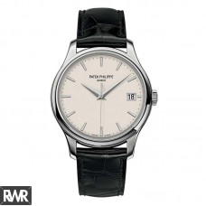 Copiar Patek Philippe Calatrava Mostrador Mecânico de Couro Marfim 5227G-001