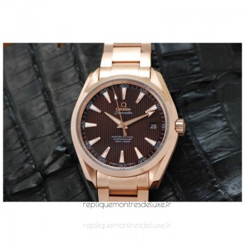 Réplica Omega Aqua Terra 41MM Ouro Rosa Castanho Dial 