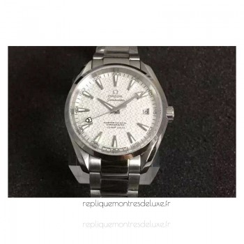 Réplica Omega Aqua Terra James Bond 41MM aco inoxidável Branco TextuVermelho Dial 