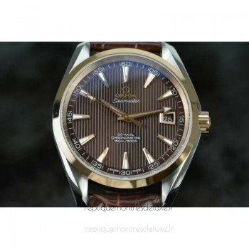 Réplica Omega Seamaster Aqua Terra 150M 41MM Ouro Rosa /aco inoxidável Castanho Dial 