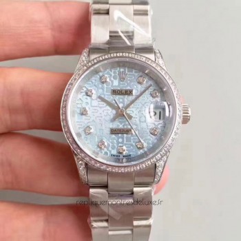 Réplica Rolex Datejust 31 178159 31MM Aco Inoxidável & Diamantes Marcador Azul