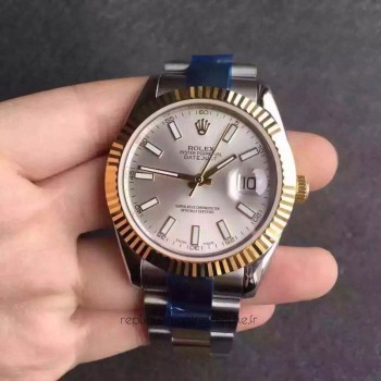 Réplica Rolex Datejust II 116333 41MM Aco Inoxidável & Ouro Amarelo Prata Dial