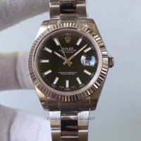 Réplica Rolex Datejust II 116334 41MM Aco Inoxidável Marcador Preto