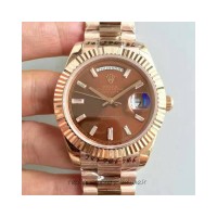 Réplica Rolex Day-Date 40 228235 40MM Ouro Rosa Chocolate Dial