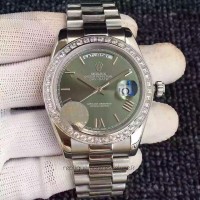 Réplica Rolex Day-Date 40 228239 EF Aco Inoxidável & Diamantes Verde Dial