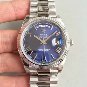 Réplica Rolex Day-Date 40 228239 Aco Inoxidável Marcador Azul