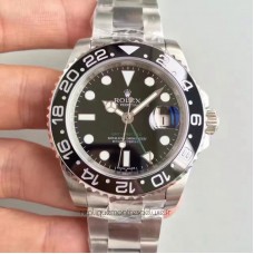 Réplica Rolex GMT-Master II 116710LN Aco Inoxidável Marcador Preto