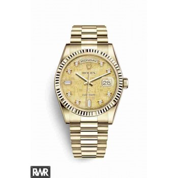 Réplica Rolex Day-Date 36 em ouro amarelo m118238-0105 Mostrador de madrepérola