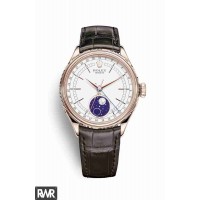 Réplica Rolex Cellini Moonphase 18 quilates Everose ouro 50535 White Dial