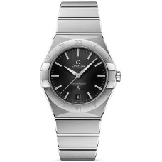 Cópia Omega Constellation Quartz 36mm Mostrador Preto Relógio Feminino de Aço Inoxidável 131.10.36.60.01.001