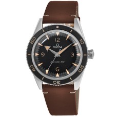 Cópia Omega Seamaster Diver 300m Co-Axial Master Chronometer 41mm Mostrador Preto Pulseira de Couro Relógio Masculino 234.32.41.21.01.001