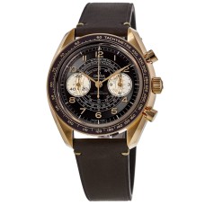 Cópia Omega Speedmaster Chronoscópio Co-Axial Master Chronometer Chronograph 43 mm Mostrador Marrom Pulseira de Couro Relógio Masculino 329.92.43.51.10.001