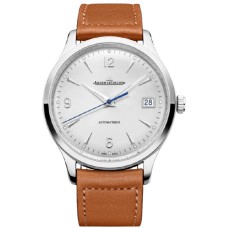 Réplica Jaeger LeCoultre Master Control Data Prata Mostrador Pulseira de Couro Relógio Masculino 4018420