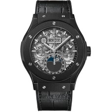 Cópia Hublot Classic Fusion Aerofusion Moonphase Black Magic Relógio Masculino 547.CX.0170.LR