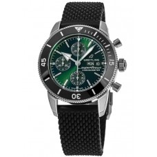 Cópia Breitling Superocean Heritage Chronograph 44 Relógio masculino com pulseira de borracha com mostrador verde A13313121L1S1