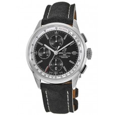 Relógio masculino Breitling Premier Chronograph 42 com mostrador preto e pulseira de couro nobuck preto A13315351B1X1