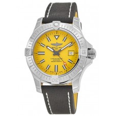 Cópia Breitling Avenger Automático 45 Seawolf Mostrador Amarelo Pulseira de Couro Preto Relógio Masculino A17319101I1X2