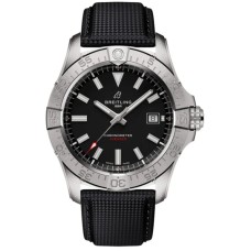 Cópia Breitling Avenger Automático 42 Mostrador Preto Pulseira de Couro Relógio Masculino A17328101B1X1