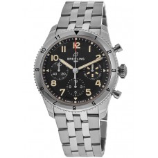 Falso Breitling Classic Avi Cronógrafo 42 P-51 Mustang Mostrador Preto Pulseira de Aço Relógio Masculino A233803A1B1A1