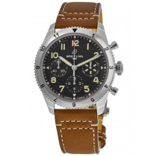 Cópia Breitling Classic Avi Chronograph 42 P-51 Mustang mostrador preto pulseira de couro relógio masculino A233803A1B1X1