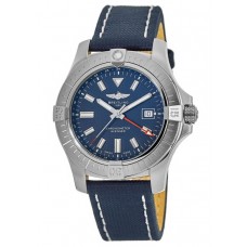 Cópia Breitling Avenger Automático GMT 45 Mostrador Azul Pulseira de Couro Azul Relógio Masculino A32395101C1X1