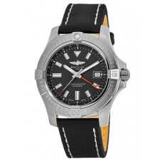 Cópia Breitling Avenger Automático GMT 43 Mostrador Preto Pulseira de Couro Antracite Relógio Masculino A32397101B1X2