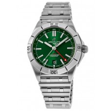 Cópia Breitling Chronomat Automático GMT 40 Relógio Masculino de Aço com Mostrador Verde A32398101L1A1