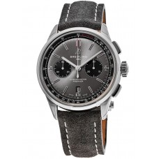 Cópia Breitling Premier B01 Cronógrafo 42 Mostrador Cinza Antracite Nubuck Pulseira de Couro Relógio Masculino AB0118221B1X2