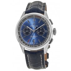 Réplica Breitling Premier B01 Cronógrafo 42 Mostrador Azul Pulseira de Couro Azul Relógio Masculino AB0118221C1P1