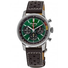 Cópia Breitling Top Time Ford Mustang mostrador verde pulseira de couro relógio masculino AB01762A1L1X1