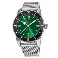 Cópia Breitling Superocean Heritage 42 mostrador verde pulseira de aço relógio masculino AB2010121L1A1