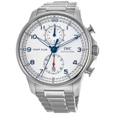 Cópia IWC Portugieser Yacht Club cronógrafo mostrador prateado relógio masculino de aço IW390702